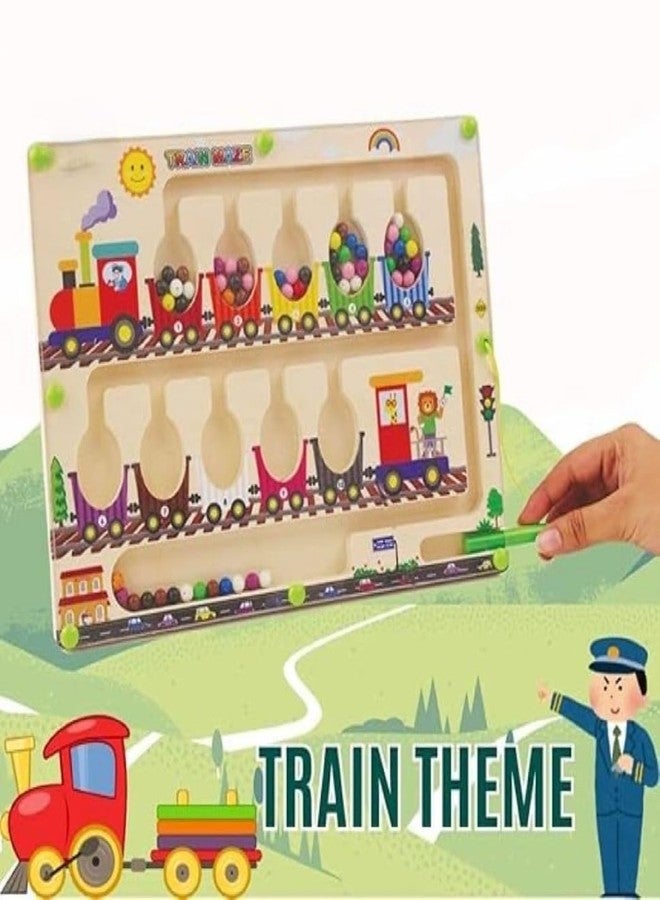 Braintastic لعبة ألغاز لوحة المتاهة المغناطيسية الملونة والمرقمة من براينتاستيك، هدية تعليمية وترفيهية للأطفال الصغار في أعياد ميلادهم (متاهة القطار) - Image 4